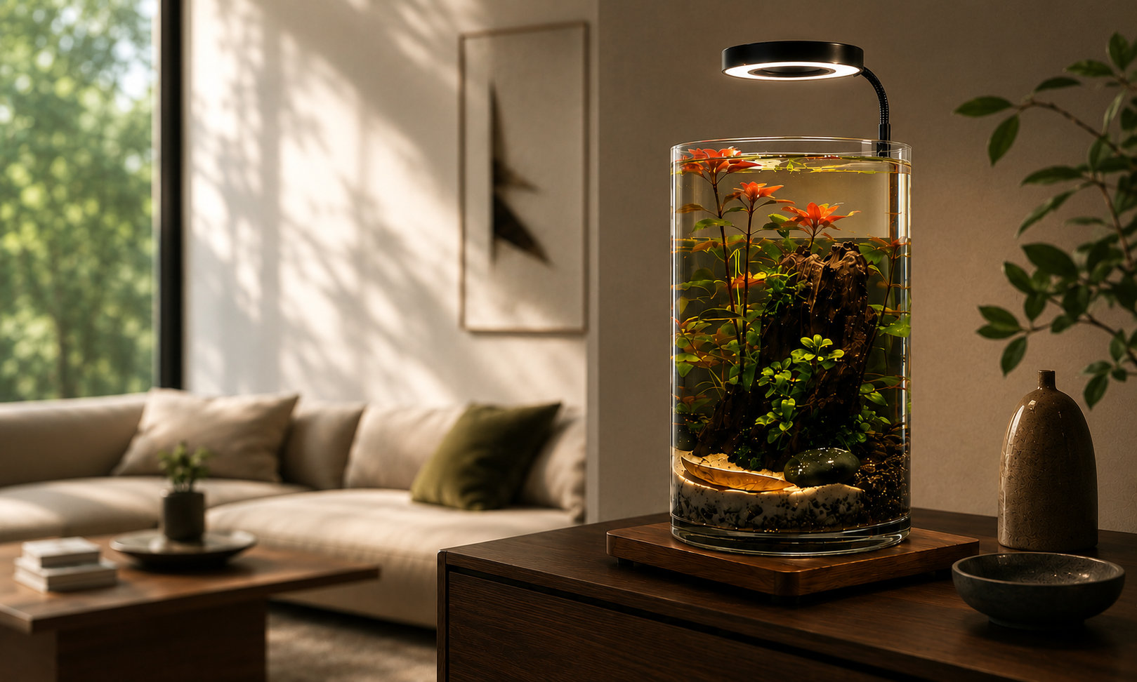 Aquarium lampe Néréides & Mizu dans un intérieur premium